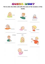English worksheet: Guess who?- Family