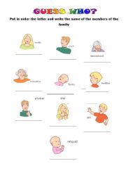 English Worksheet: Guess who?- Family