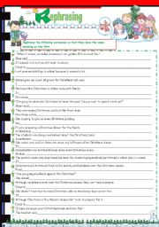 English Worksheet: Christmas rephrasing