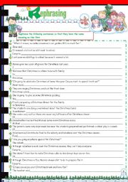 English Worksheet: Christmas rephrasing