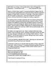 English Worksheet: Welcome Back Letter