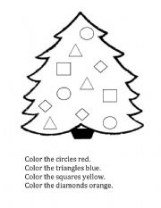 English Worksheet: Christmas Tree Shape Recognition