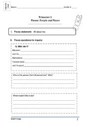 English worksheet: Project Planning: People and Places