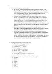 English worksheet: Test for pre-intermediate and intermediate students