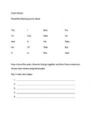 English worksheet: Dolch Words