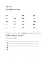 English Worksheet: Dolch Words