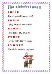 English Worksheet: The alphabet poem