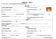 English Worksheet: British meals - food webquest