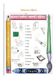 English Worksheet: classroom object