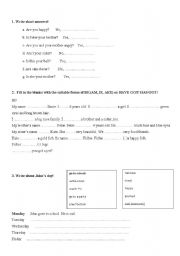 English Worksheet: revision