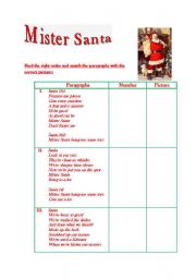 English Worksheet: Mister Santa (song with pictures)