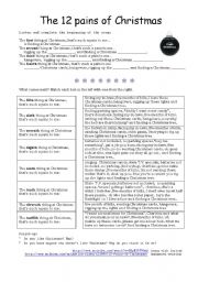 English Worksheet: 12 pains of Christmas