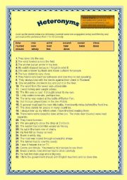 English Worksheet: Heteronym Reading Exercise