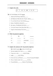 English worksheet: REVISIONS - verb to be