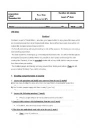 English Worksheet: full term test 8th form