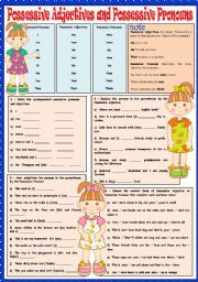 English Worksheet: POSSESSIVE ADJECTIVES AND POSSESSIVE PRONOUNS - (GREYSCALE - INCLUDED)