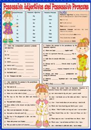 POSSESSIVE ADJECTIVES AND POSSESSIVE PRONOUNS - (GREYSCALE - INCLUDED)