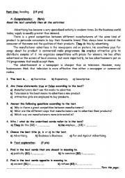 English Worksheet: ADVERTISING EXAM