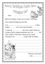 English Worksheet: Merry Christmas Santa Claus!!!! editable