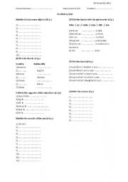 English Worksheet: vocabulary quiz