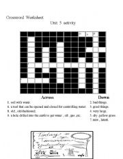 English worksheet: crossword