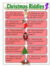 English Worksheet: Christmas riddles for Everyone