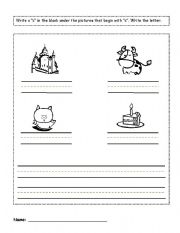 English worksheet: write the words with letter c