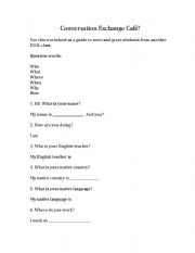 English worksheet: Conversation Exchange