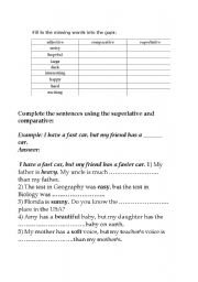 English worksheet: comparative and superlative