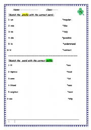 English worksheet: Suffix and Prefixes