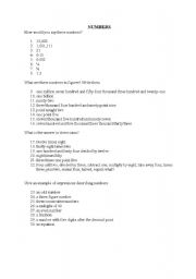 English worksheet: Numbers