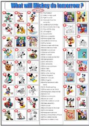 English Worksheet: What will Mickey do tomorrow?