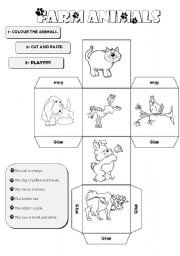 English Worksheet: Animal Dice Pet