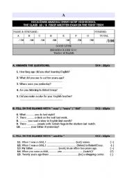 English Worksheet: the first exam of the grade 10 for general highschools in turkey