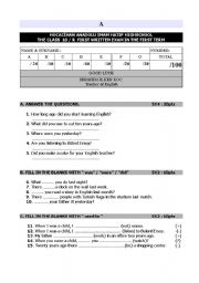 English worksheet: the first exam of the grade 10 for general highschools in turkey