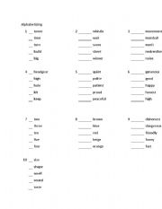 English Worksheet: Alphabetizing