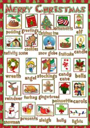 English Worksheet: Christmas - pictionary