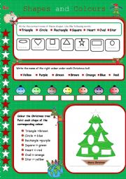 English Worksheet: Shapes and Colours 