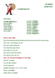 English Worksheet: Christmas short play + song for kids