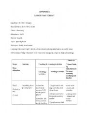 English Worksheet: lesson plan