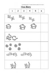 English Worksheet: Counting to 6