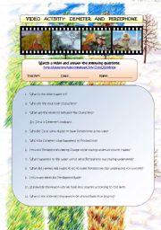 English Worksheet: Video Activity2 - Persephone and Demeter (Greek Myth)