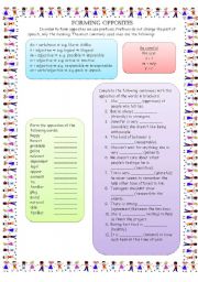 English Worksheet: Forming opposites