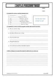 English Worksheet: present simple test