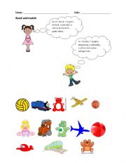 English worksheet: Match the toys