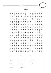 English Worksheet: Colors Word Search