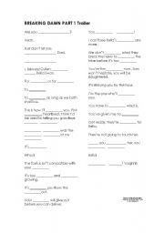 English Worksheet: BREAKING DAWN TRAILER