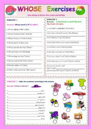 English Worksheet: Whose and clothes