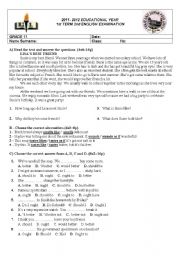 English Worksheet:  2nd Examination for Anatolian High School Grade 11 Classes