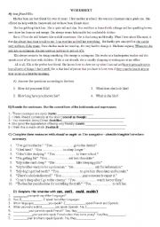 Worksheet for Anatolian High School Grade 11 Students